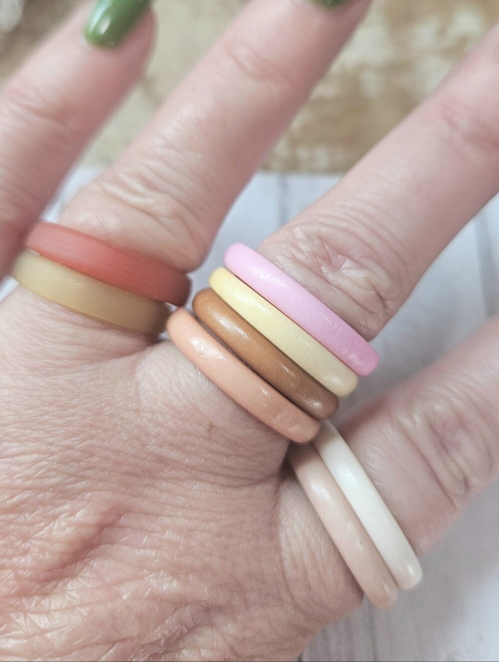 Glass Band Rings By NOONDAY Collection Artisan Made Pastel Colors Various